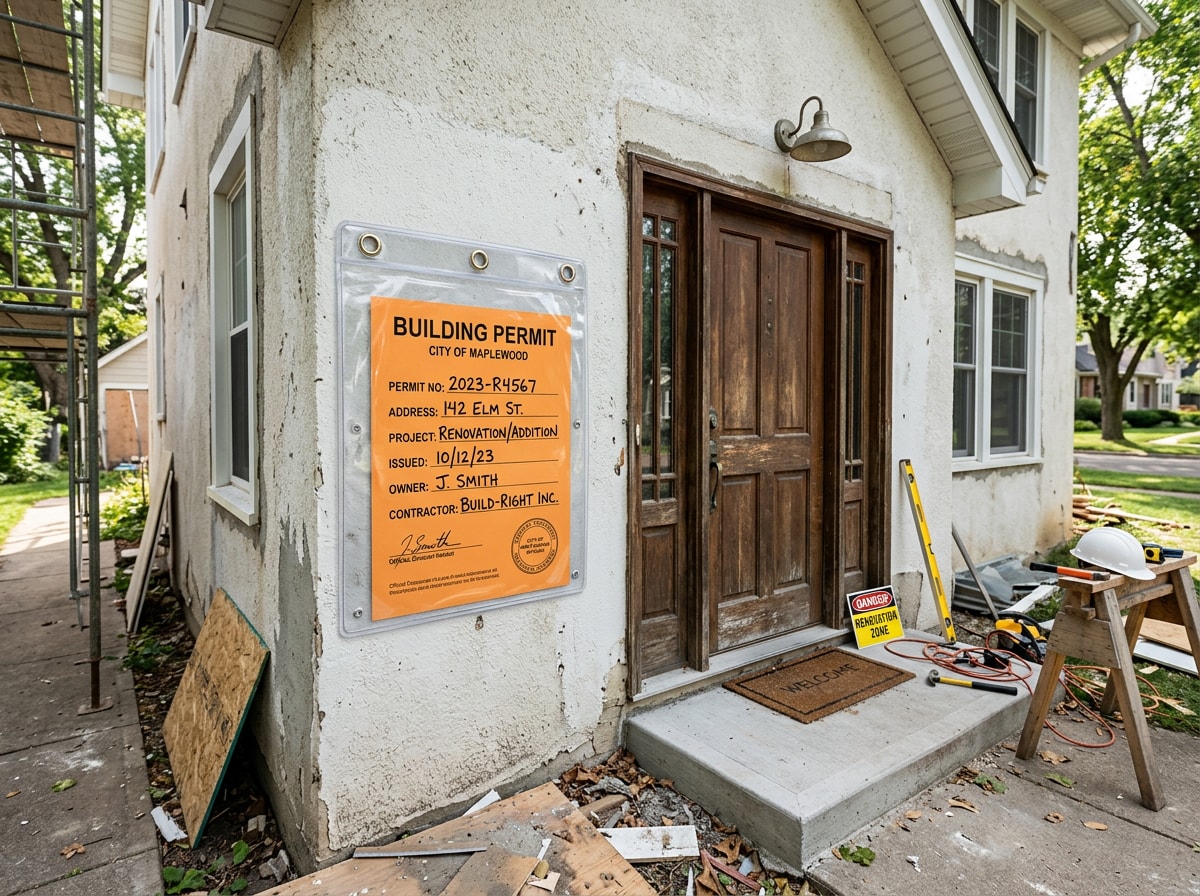 Electrical permit card displayed at a Pelham, AL residential job site