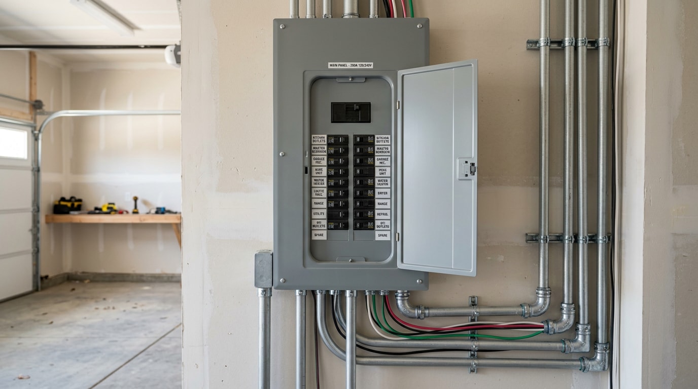 Professionally installed electrical panel in a Hoover, AL home