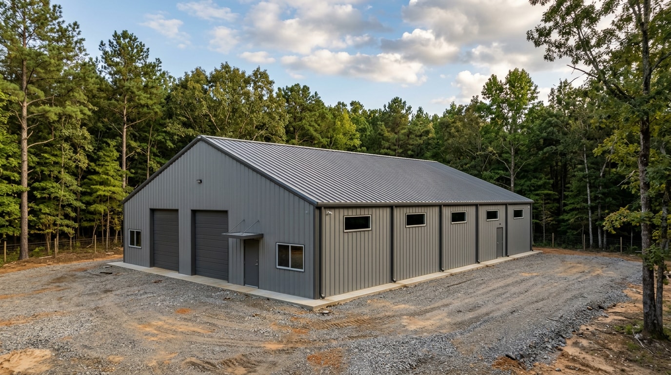 Completed metal building with vertical roof panels in Birmingham, AL Completed metal building with vertical roof panels in Birmingham, AL