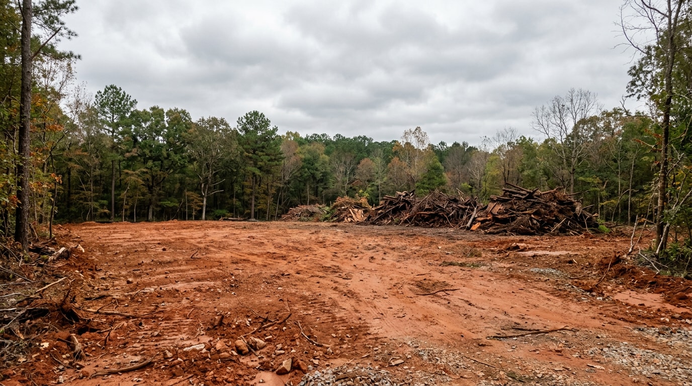 Freshly cleared residential building lot ready for construction in Alabaster, AL