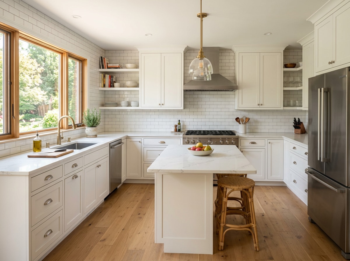 Finished kitchen remodel with new cabinets and countertops in a Hueytown-style home