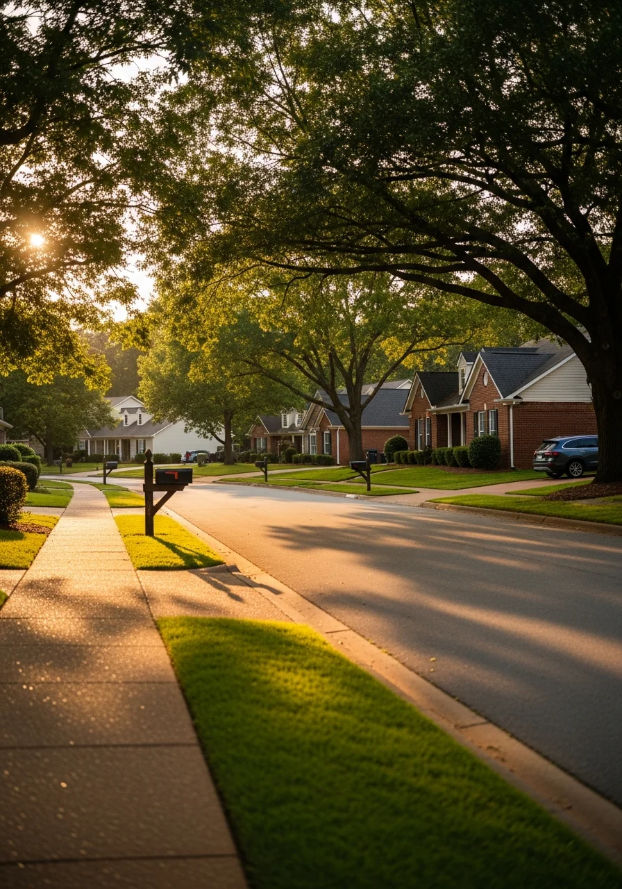 Residential neighborhood in Bessemer, AL with well-maintained homes and tree-lined streets