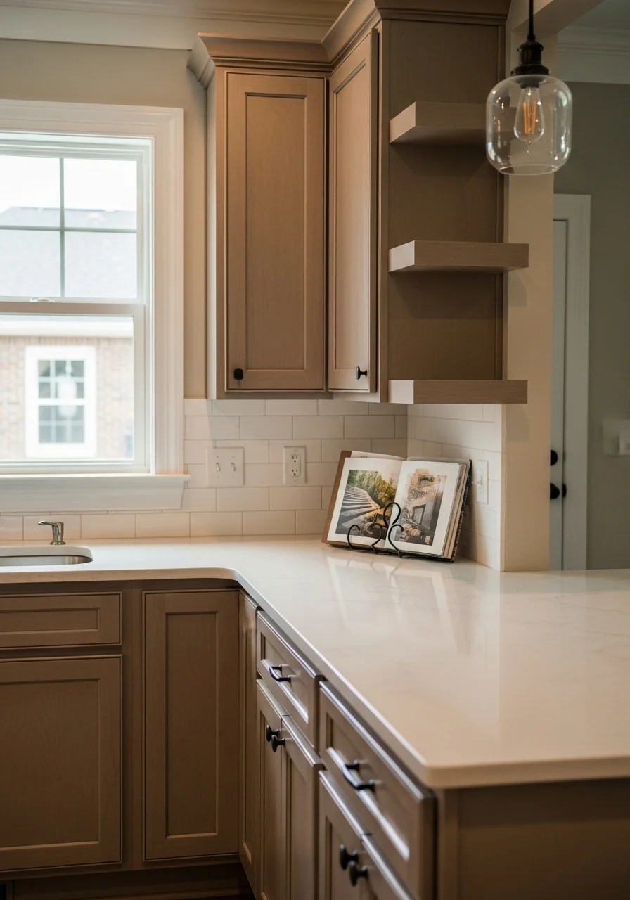 Modern kitchen remodel with custom cabinets and countertops in Fultondale home