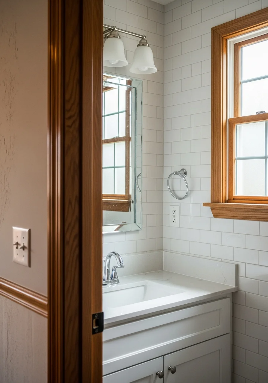 Newly renovated bathroom with tile flooring and updated fixtures in Graysville residence