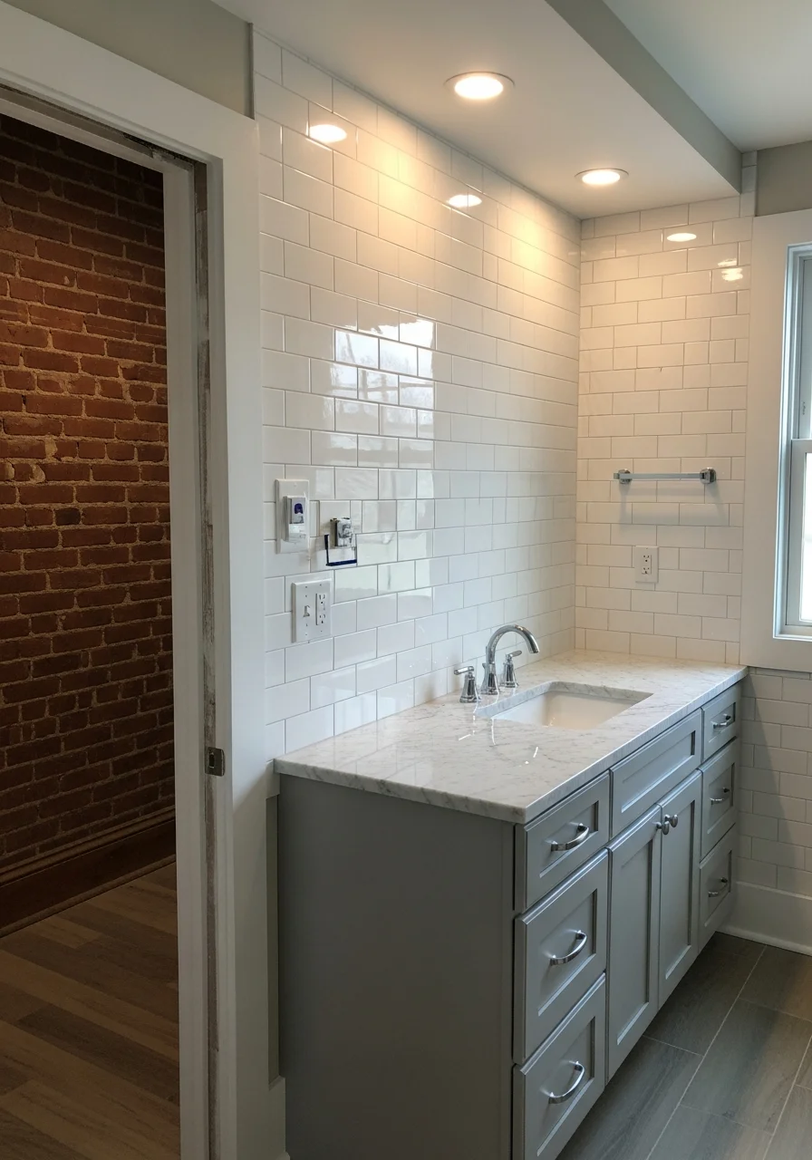 Newly renovated bathroom in Hueytown featuring updated fixtures and tile work