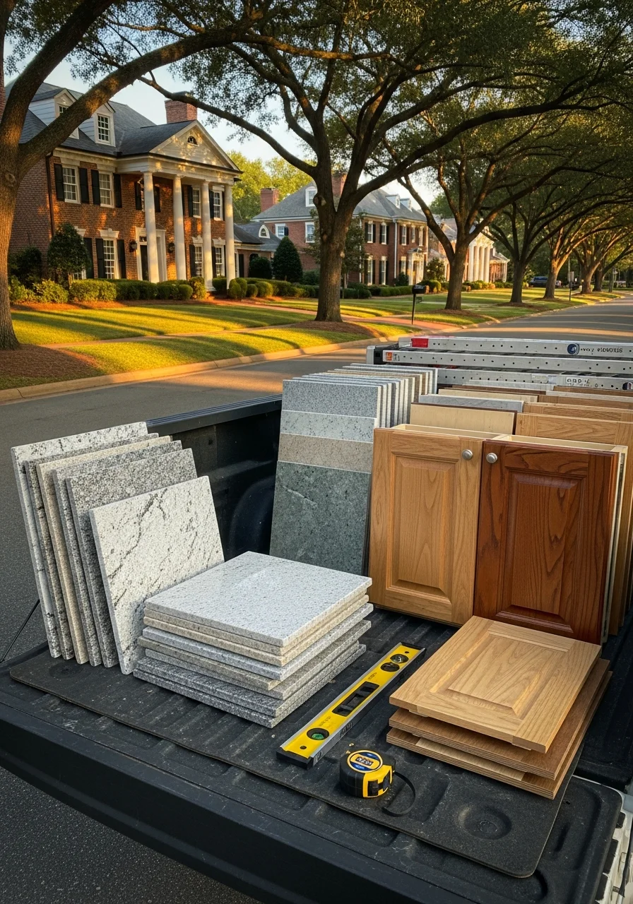 Modern kitchen remodel with custom cabinetry and granite countertops in Vestavia Hills home