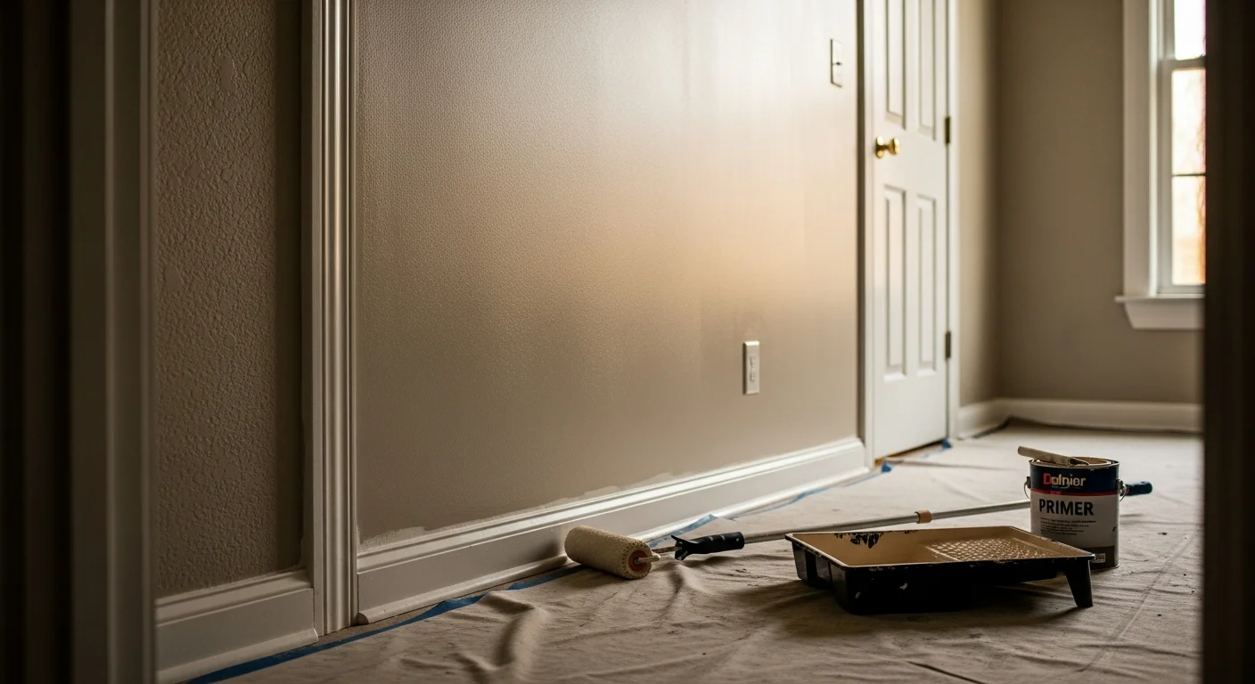 A freshly painted living room interior in a Mountainbrook, Alabama home, showing smooth walls with clean trim lines and even coverage throughout the space.
